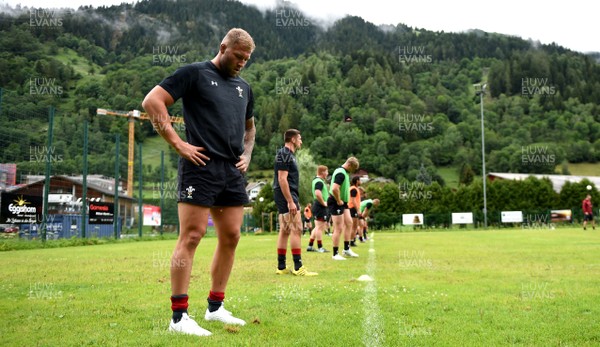 180719 - Wales Rugby World Cup Training Camp in Fiesch, Switzerland - Ross Moriarty during training