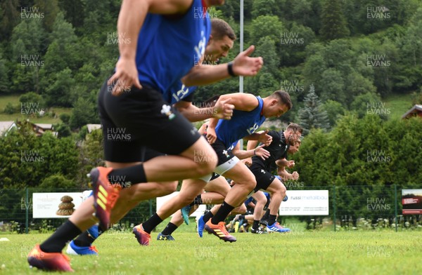 180719 - Wales Rugby World Cup Training Camp in Fiesch, Switzerland - Owen Lane during training
