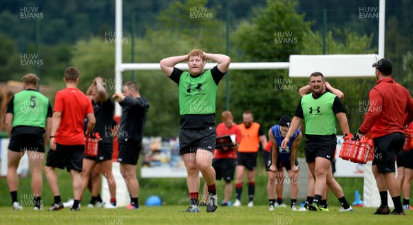 180719 - Wales Rugby World Cup Training Camp in Fiesch, Switzerland - Rhys Carre during training