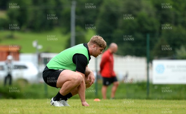 180719 - Wales Rugby World Cup Training Camp in Fiesch, Switzerland - Aaron Wainwright during training