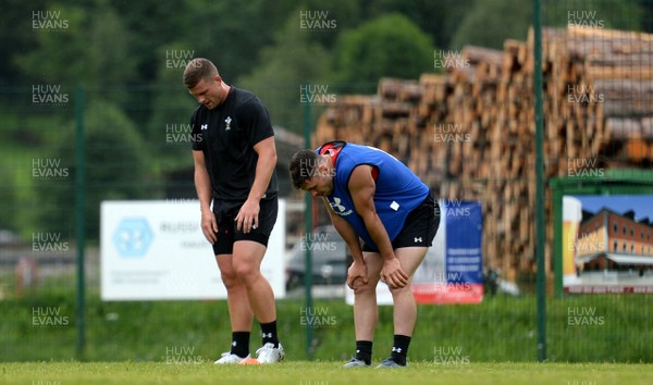180719 - Wales Rugby World Cup Training Camp in Fiesch, Switzerland - Scott Williams and Tomas Williams during training