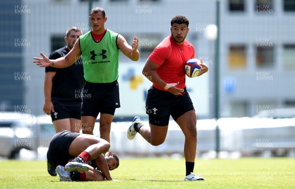190719 - Wales Rugby World Cup Training Camp in Fiesch, Switzerland - Leon Brown during training