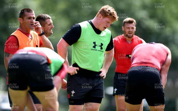 190719 - Wales Rugby World Cup Training Camp in Fiesch, Switzerland - Rhys Carre during training