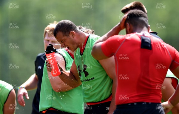 190719 - Wales Rugby World Cup Training Camp in Fiesch, Switzerland - Aaron Shingler during training