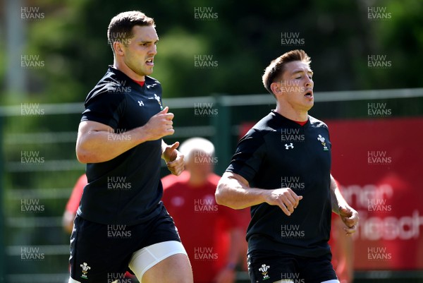 190719 - Wales Rugby World Cup Training Camp in Fiesch, Switzerland - George North and Josh Adams during training