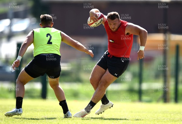 190719 - Wales Rugby World Cup Training Camp in Fiesch, Switzerland - Dillon Lewis during training