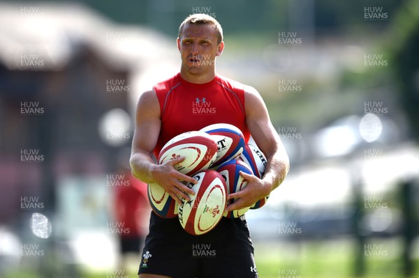 190719 - Wales Rugby World Cup Training Camp in Fiesch, Switzerland - Hadleigh Parkes during training
