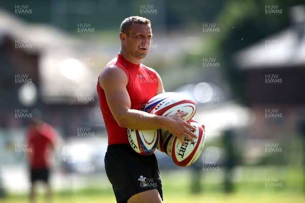 190719 - Wales Rugby World Cup Training Camp in Fiesch, Switzerland - Hadleigh Parkes during training