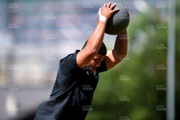 190719 - Wales Rugby World Cup Training Camp in Fiesch, Switzerland - Leon Brown during training