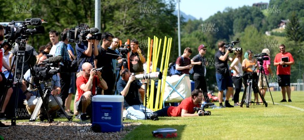 190719 - Wales Rugby World Cup Training Camp in Fiesch, Switzerland - Media during training