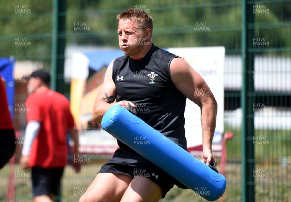 190719 - Wales Rugby World Cup Training Camp in Fiesch, Switzerland - James Davies during training