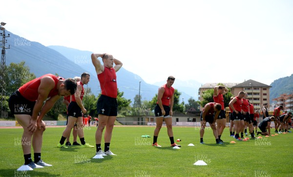 200719 - Wales Rugby World Cup Training Camp in Fiesch, Switzerland - Aled Davies during training