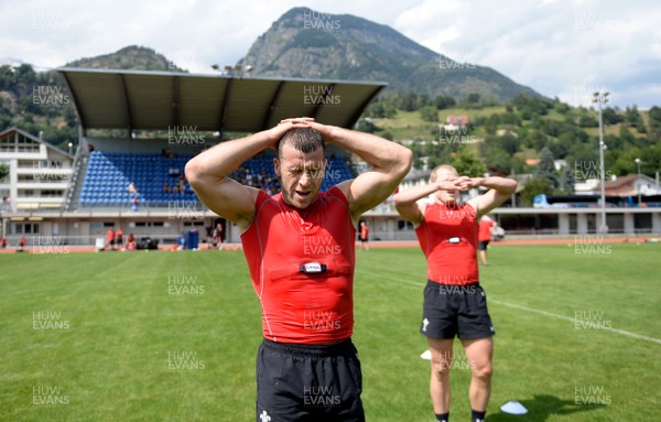 200719 - Wales Rugby World Cup Training Camp in Fiesch, Switzerland - Gareth Davies during training