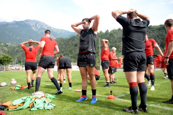 200719 - Wales Rugby World Cup Training Camp in Fiesch, Switzerland - Cory Hill during training