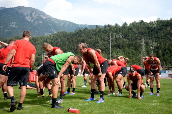200719 - Wales Rugby World Cup Training Camp in Fiesch, Switzerland - Alun Wyn Jones during training