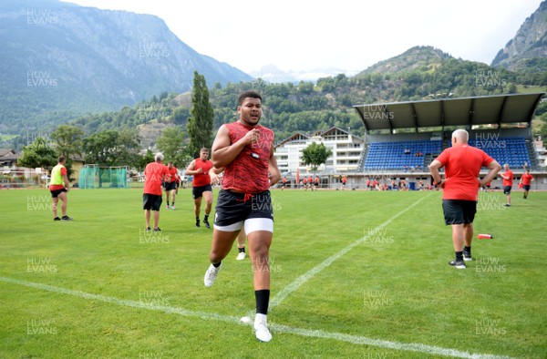 200719 - Wales Rugby World Cup Training Camp in Fiesch, Switzerland - Leon Brown during training