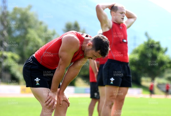 200719 - Wales Rugby World Cup Training Camp in Fiesch, Switzerland - Tomos Williams during training