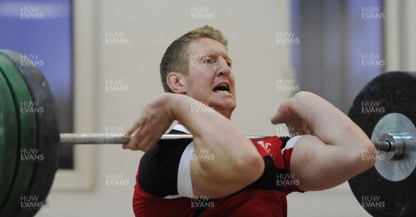 24.01.12 - Wales Rugby Training Camp in Poland - Bradley Davies during a gym session. 