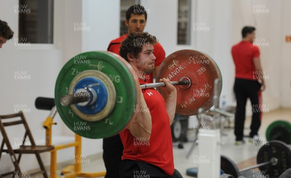 24.01.12 - Wales Rugby Training Camp in Poland - Leigh Halfpenny during a gym session. 