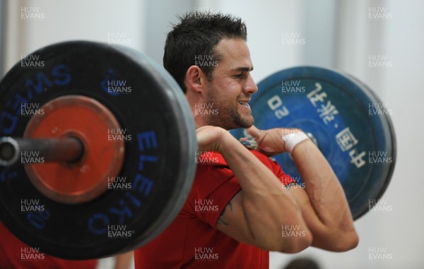 24.01.12 - Wales Rugby Training Camp in Poland - Lee Byrne during a gym session. 