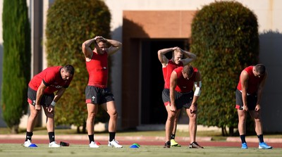 240819 - Wales Rugby Training Camp, Turkey - Elliot Dee, Hallam Amos, Aled Davies, Hadleigh Parkes and Steff Evans