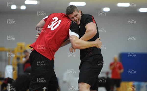 25.01.12 - Wales Rugby Training Camp in Poland - George North and Scott Williams compete during training. 