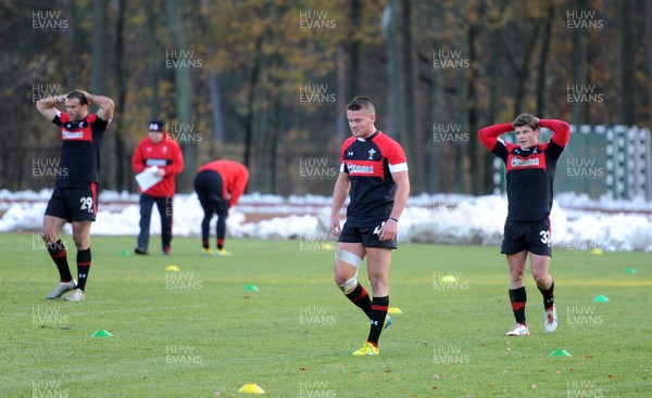 311012 - Wales Rugby Training Camp in Poland -Jamie Roberts, Tavis Knoyle and Harry Robinson during training