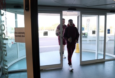 040326 - Picture shows the Wales Rugby Team travelling to Dublin, Ireland for their Six Nations game against Ireland on Friday - Aaron Wainwright and Tomos Williams