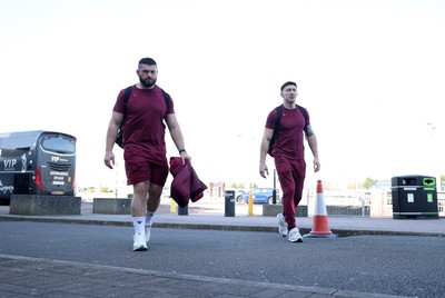 040326 - Picture shows the Wales Rugby Team travelling to Dublin, Ireland for their Six Nations game against Ireland on Friday - Gareth Thomas and Josh Adams
