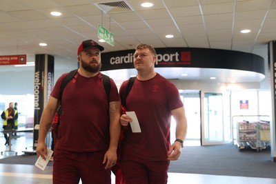 040326 - Picture shows the Wales Rugby Team travelling to Dublin, Ireland for their Six Nations game against Ireland on Friday - Nicky Smith and Dewi Lake