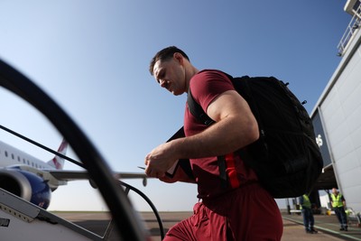 040326 - Picture shows the Wales Rugby Team travelling to Dublin, Ireland for their Six Nations game against Ireland on Friday - Tomos Williams