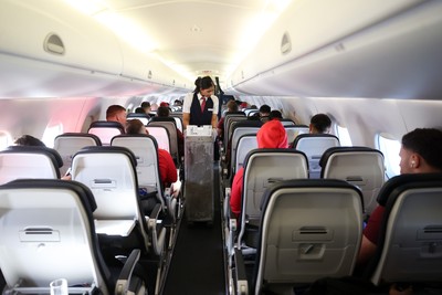 040326 - Picture shows the Wales Rugby Team travelling to Dublin, Ireland for their Six Nations game against Ireland on Friday - 