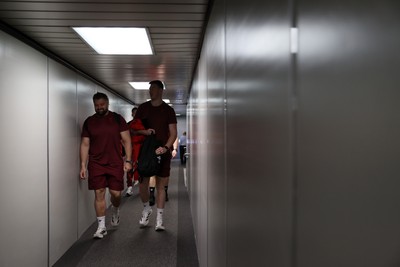 040326 - Picture shows the Wales Rugby Team travelling to Dublin, Ireland for their Six Nations game against Ireland on Friday - Tomas Francis and Adam Beard