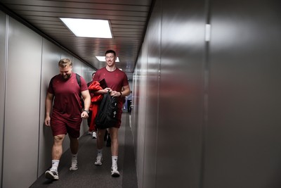 040326 - Picture shows the Wales Rugby Team travelling to Dublin, Ireland for their Six Nations game against Ireland on Friday - Tomas Francis and Adam Beard