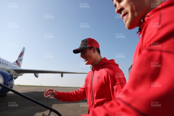 040326 - Picture shows the Wales Rugby Team travelling to Dublin, Ireland for their Six Nations game against Ireland on Friday - Louis Rees-Zammit