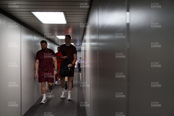040326 - Picture shows the Wales Rugby Team travelling to Dublin, Ireland for their Six Nations game against Ireland on Friday - Tomas Francis and Adam Beard
