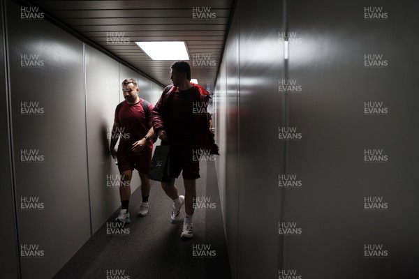 040326 - Picture shows the Wales Rugby Team travelling to Dublin, Ireland for their Six Nations game against Ireland on Friday - Liam Belcher and James Botham