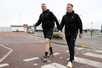 060325 - Picture shows the Wales Rugby team traveling to Edinburgh for their 6 Nations game on Saturday - Will Rowlands and Gareth Anscombe