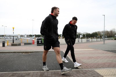 060325 - Picture shows the Wales Rugby team traveling to Edinburgh for their 6 Nations game on Saturday - Max Llewellyn and Ellis Bevan