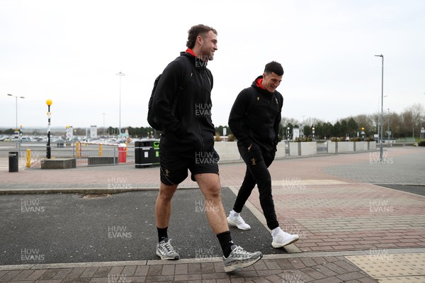 060325 - Picture shows the Wales Rugby team traveling to Edinburgh for their 6 Nations game on Saturday - Max Llewellyn and Ellis Bevan