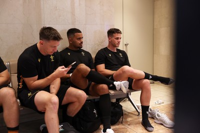 260625 - Wales Rugby Travel from Heathrow on route to Japan - Josh Adams, Ben Thomas and Kieran Hardy