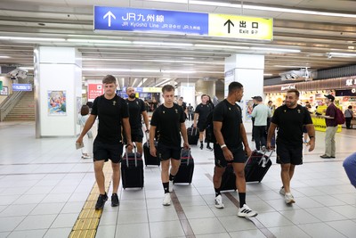 060725 - Wales Rugby travel to Kobe, Japan for their second test of the tour - Alex Mann, Cameron Winnett, Ben Thomas and Liam Belcher
