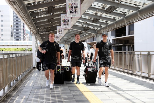 060725 - Wales Rugby travel to Kobe, Japan for their second test of the tour - Dewi Lake, Tommy Reffell and Kieran Hardy