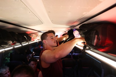 250626 - The Welsh Rugby team travel to London ahead of their game against the Barbarians at Twickenham on Saturday - Joe Hawkins
