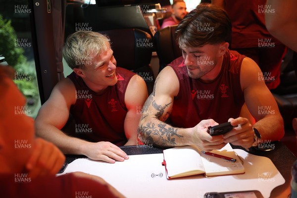 250626 - The Welsh Rugby team travel to London ahead of their game against the Barbarians at Twickenham on Saturday - Blair Murray and Joe Roberts