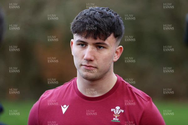 300124 - Wales Rugby U20s Press Conference - Captain Harri Ackerman speaks to the media
