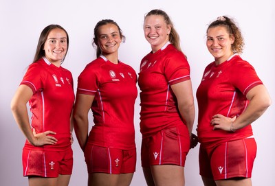 070825 - Wales Women Rugby World Cup Squad  - Left to right, sisters Nel Metcalfe and Branwen Metcalfe with Alaw Pyrs and Gwenllian Pyrs who are selected in the Wales Womens World Cup Squad