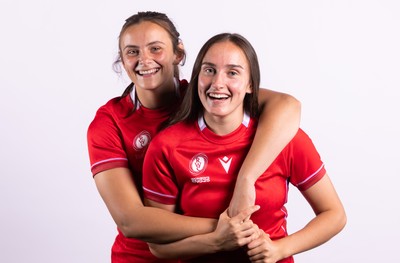 070825 - Wales Women Rugby World Cup Squad  - Left to right, sisters Branwen Metcalfe and Nel Metcalfe who are selected in the Wales Womens World Cup Squad