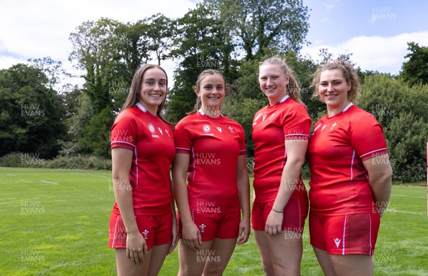 070825 - Wales Women Rugby World Cup Squad  - Left to right, sisters Nel Metcalfe and Branwen Metcalfe with Alaw Pyrs and Gwenllian Pyrs who are selected in the Wales Womens World Cup Squad