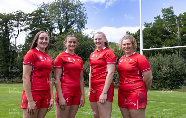 070825 - Wales Women Rugby World Cup Squad  - Left to right, sisters Nel Metcalfe and Branwen Metcalfe with Alaw Pyrs and Gwenllian Pyrs who are selected in the Wales Womens World Cup Squad